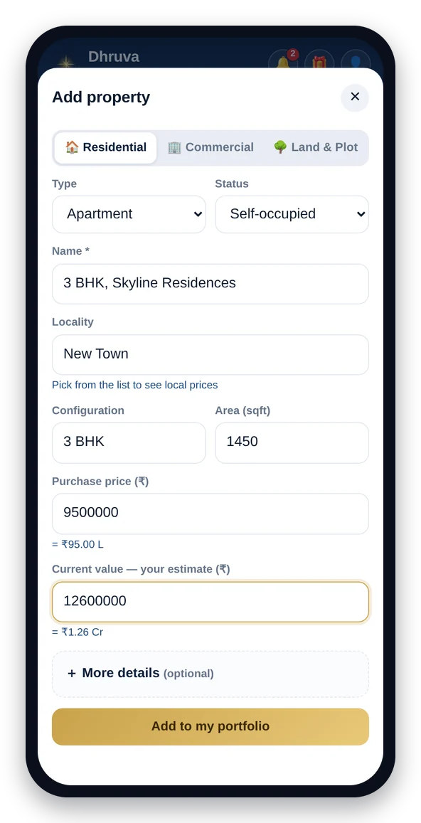 Dhruva add property form