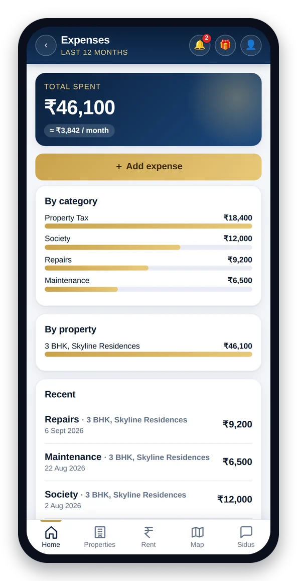 Dhruva expenses screen