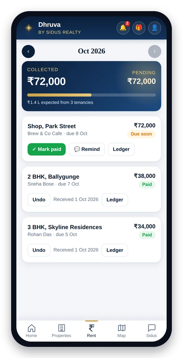 Dhruva rent tracker and ledger